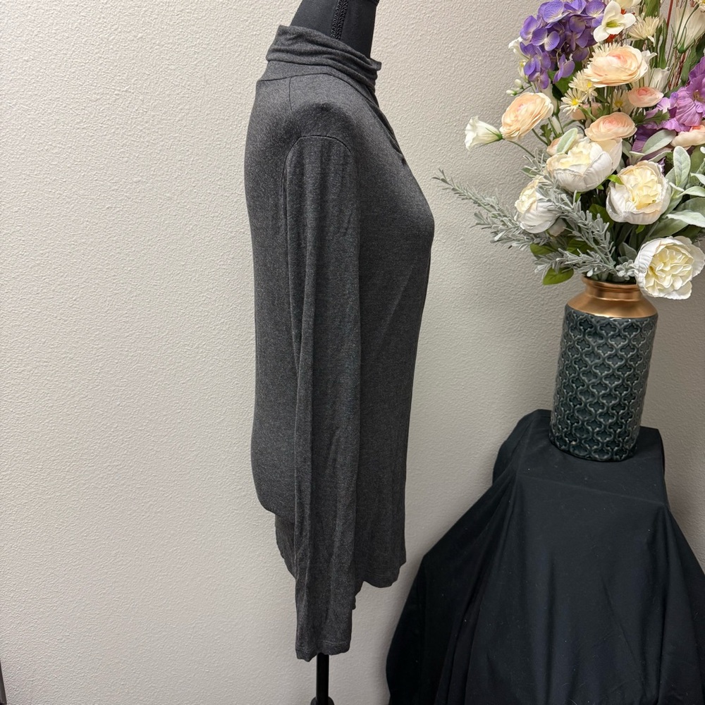 Spense Charcoal Gray Long Sleeve Keyhole Mock Neck Top | Women’s Size M - Picture 5 of 7